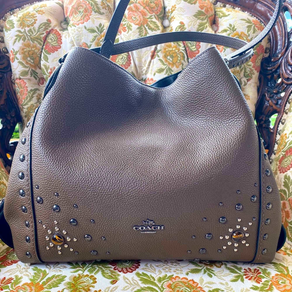 Coach Turnlock Edie Western Rivet Shoulder Bag
